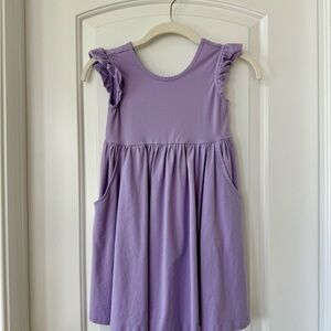 Hanna Andersson Lilac Knit Dress with Ruffle Sleeves
